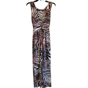 Vintage Y2K Azules Black Brown Zebra Print Maxi Dress